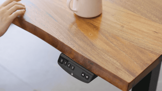 solid wood standing desk rising up