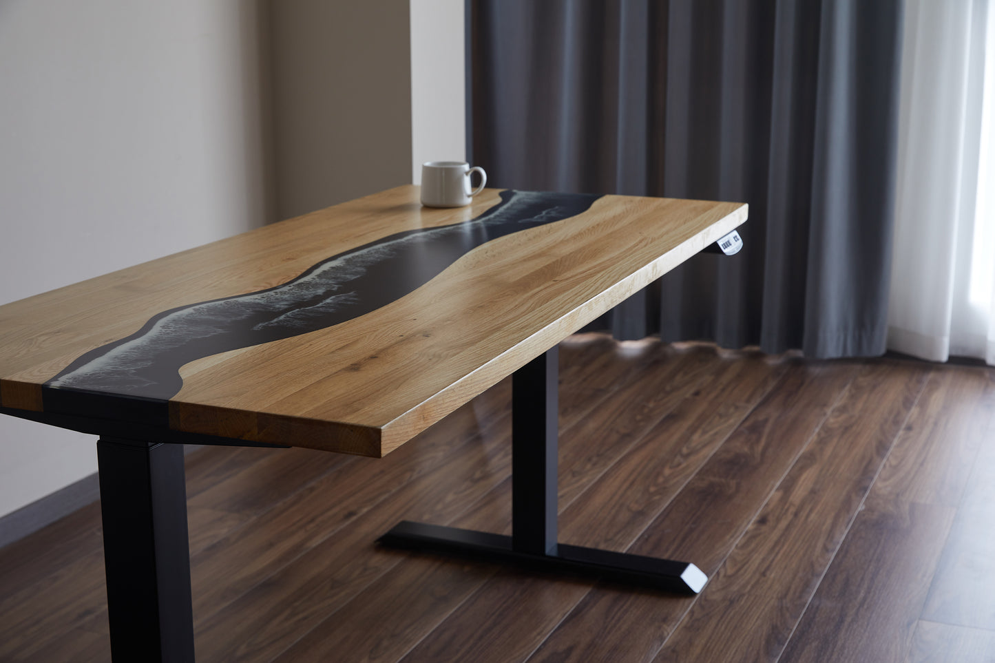 Elephant Desks - Height Adjustable Standing Desk - Coastline Series (Solid Wood and Epoxy)