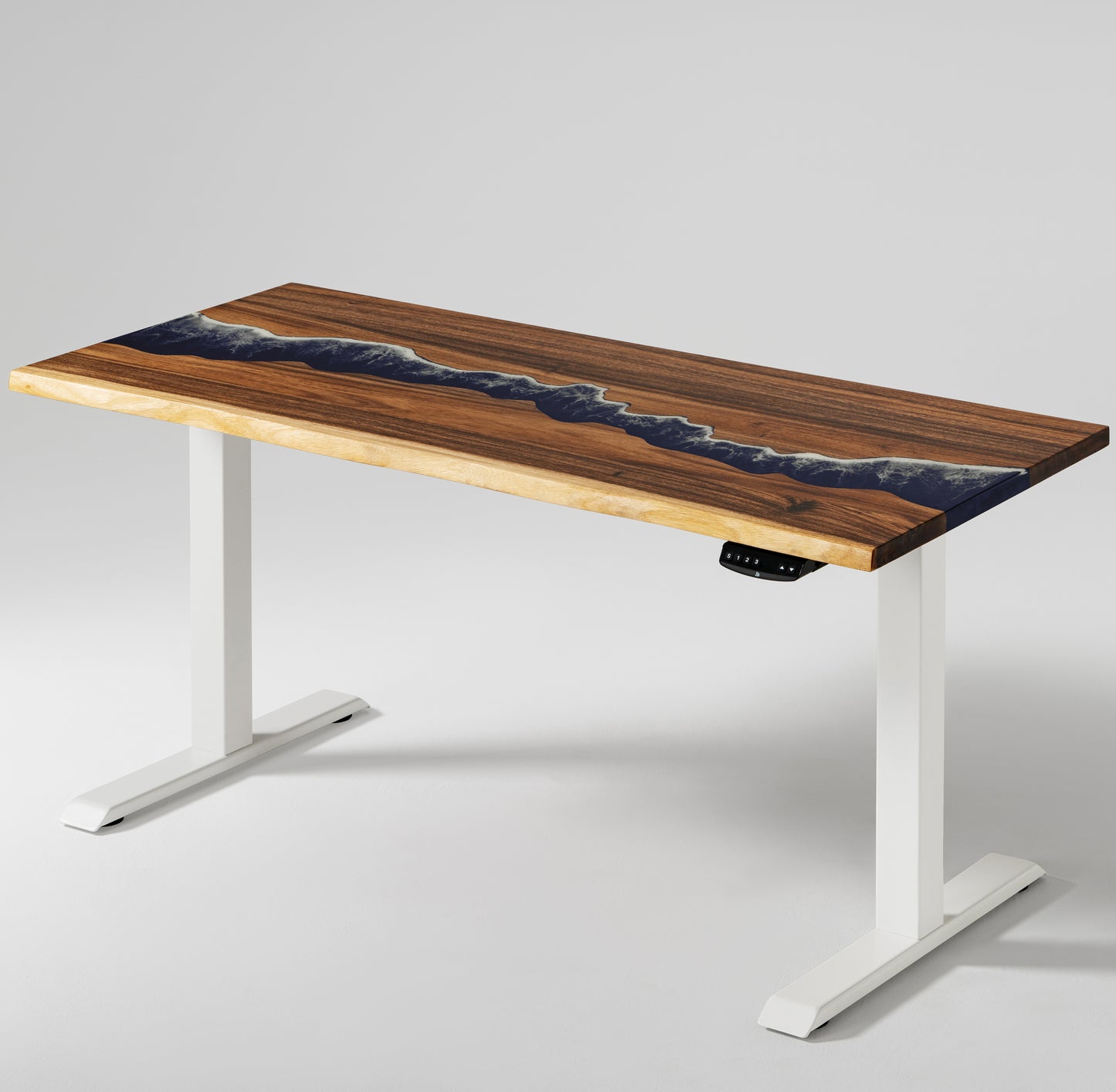 Elephant Desks - Height Adjustable Standing Desk - Coastline Series (Solid Wood and Epoxy)