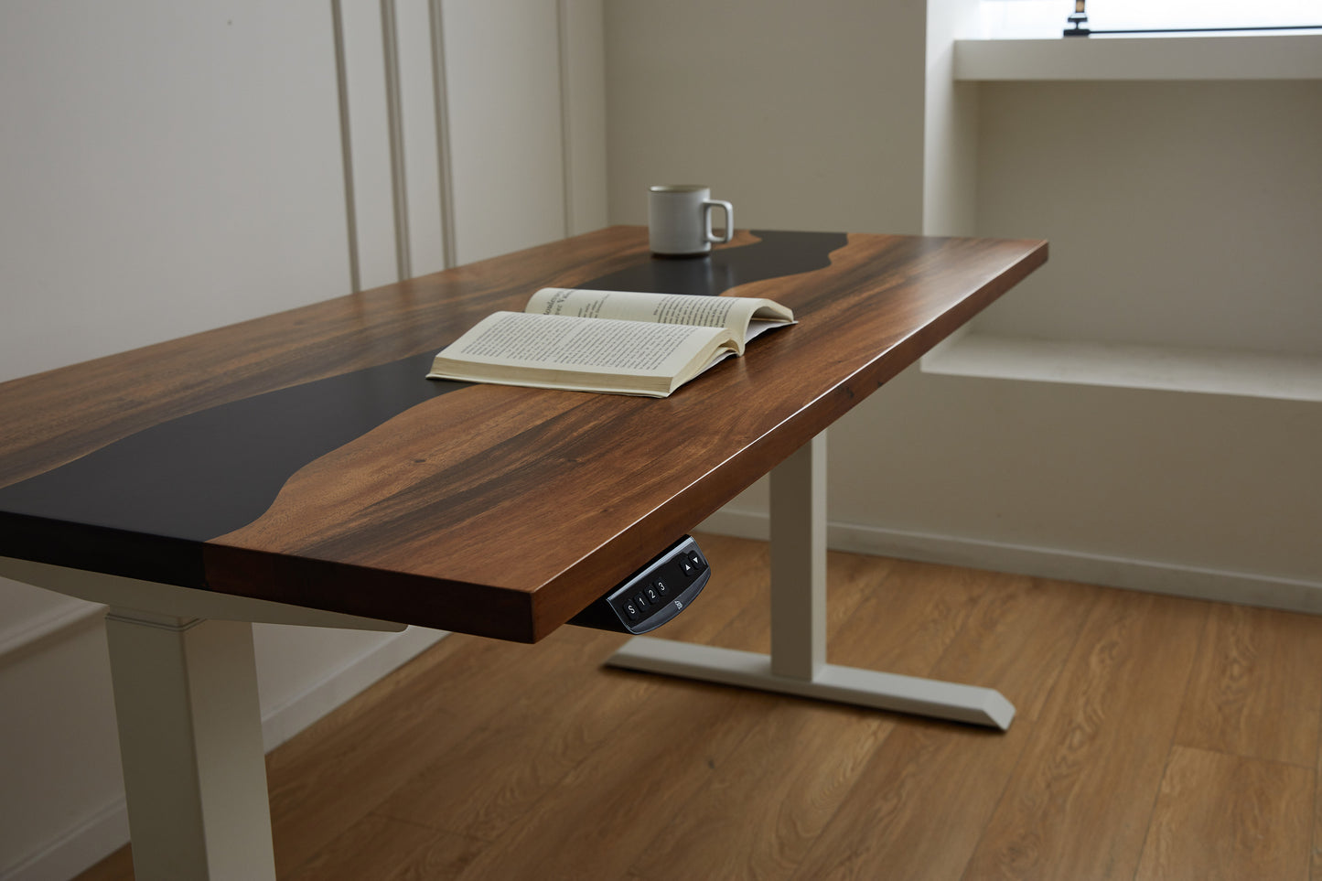 Elephant Desks - Height Adjustable Standing Desk - Placid Series (Solid Wood and Epoxy)